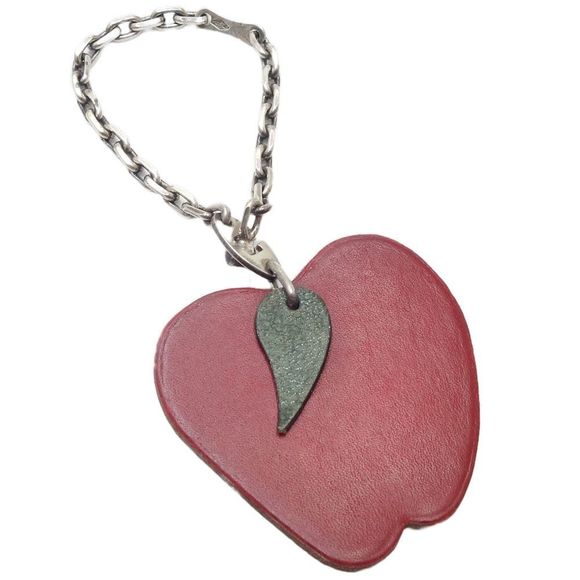 HERMES Fruit Charm Apple Keychain Leather Red 083882 - Picture 1 of 9